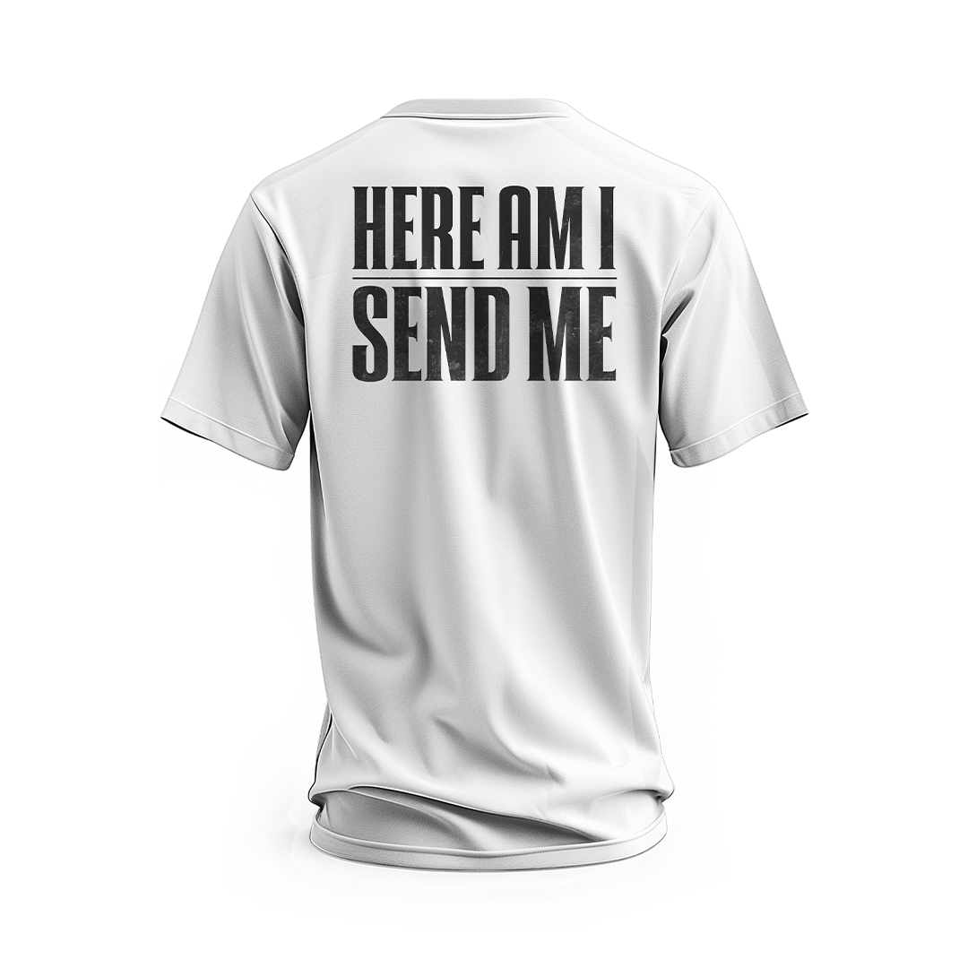 Men's Isaiah 6:8 Here Am I Send Me White Short Sleeve T-Shirt