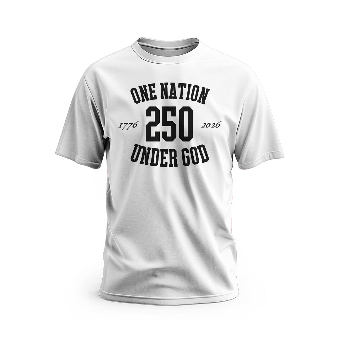 One Nation Under God Gold and White 250 Short Sleeve T-Shirt