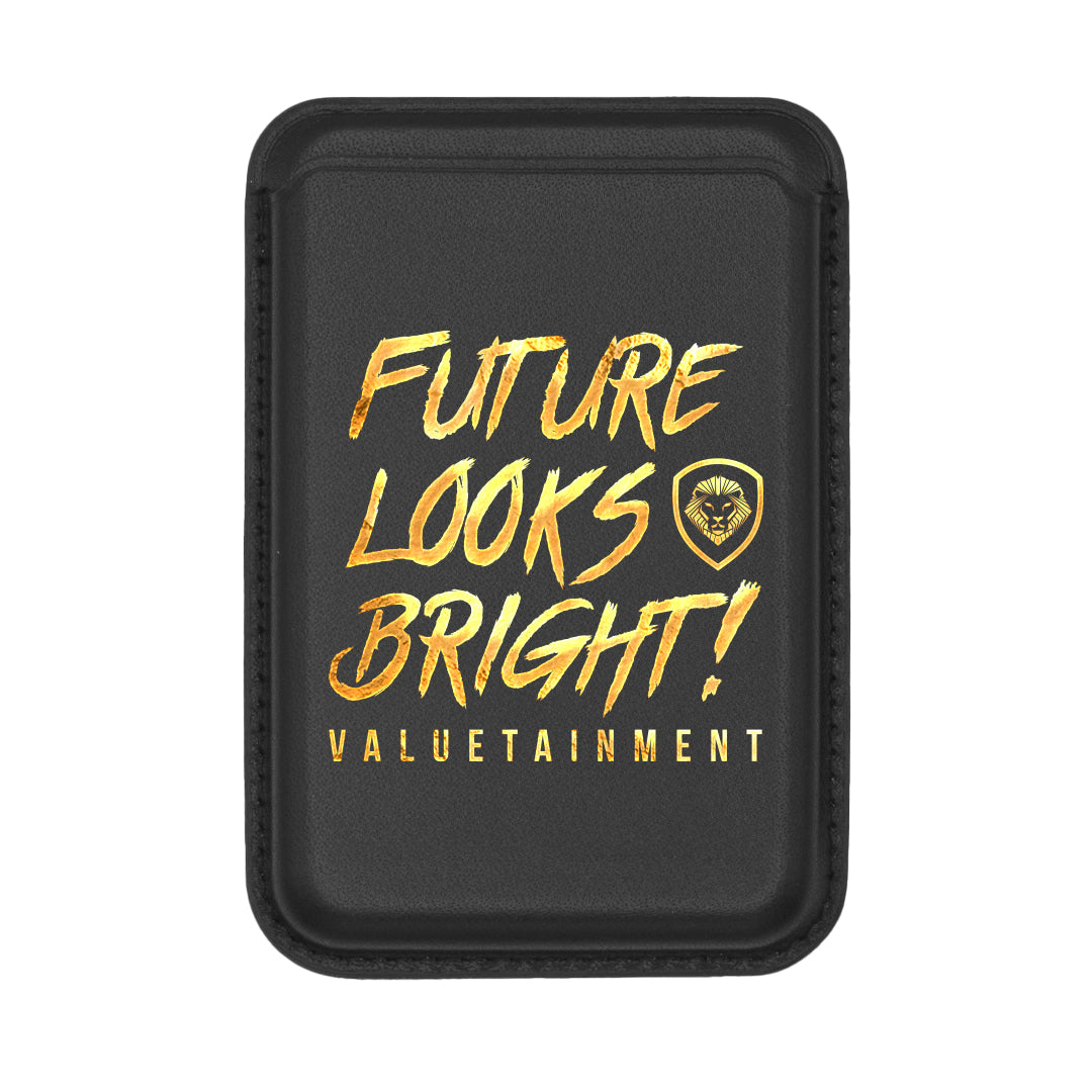Future Looks Bright Black and Gold Leather RFID Credit Card Holder
