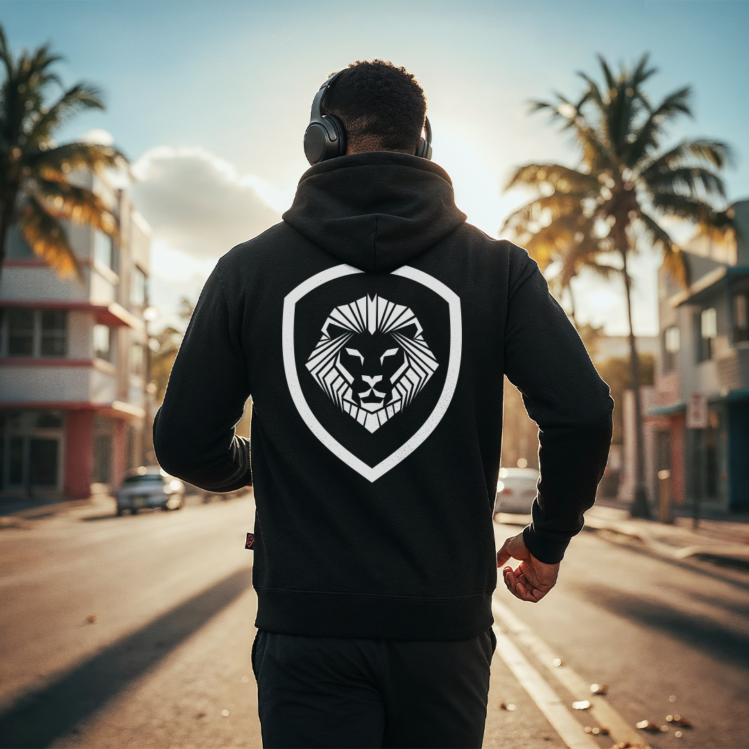 Men's Future Looks Bright White Lion Shield Premium Pullover Hoodie