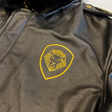 Future Looks Bright Lion Shield Genuine Lambskin Leather Aviator Vintage Jacket