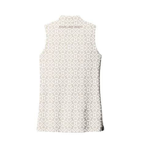 Women's Future Looks Bright Coconut Cream Lion Pattern Print Performance Sleeveless Polo