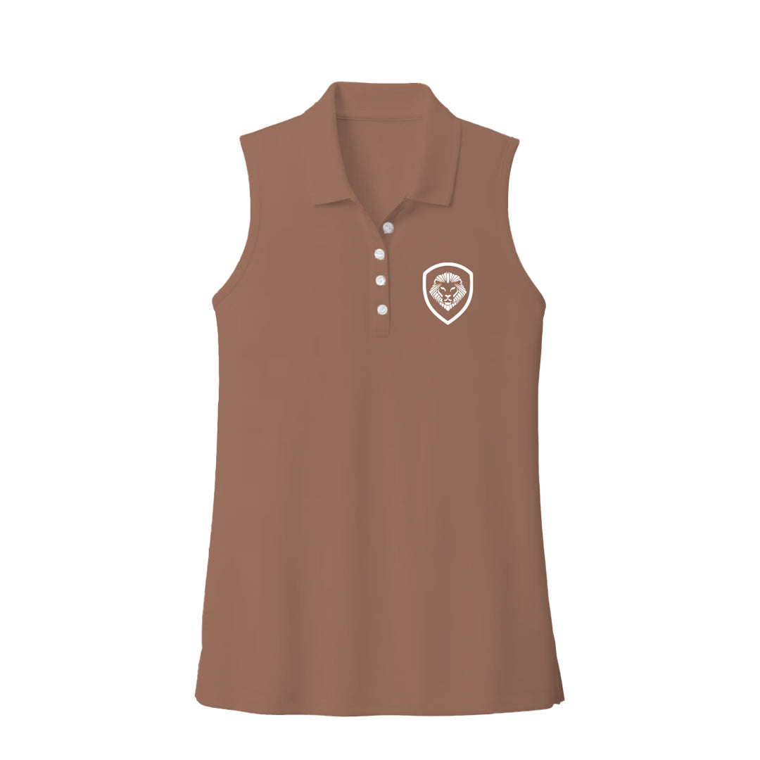 Women's Future Looks Bright Solid Mocha Mousse Performance Sleeveless Polo