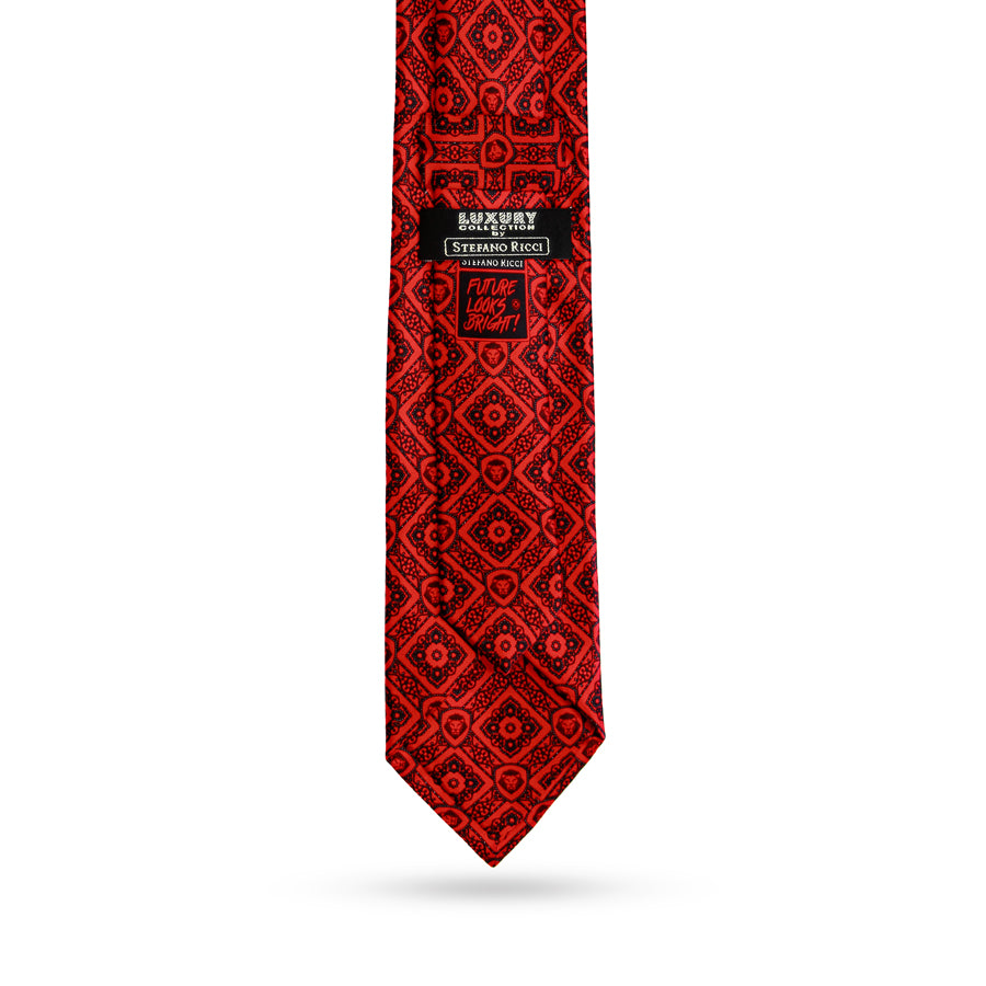 Limited Edition - Valuetainment x Stefano Ricci Red & Black Lion Shield Luxury Tie