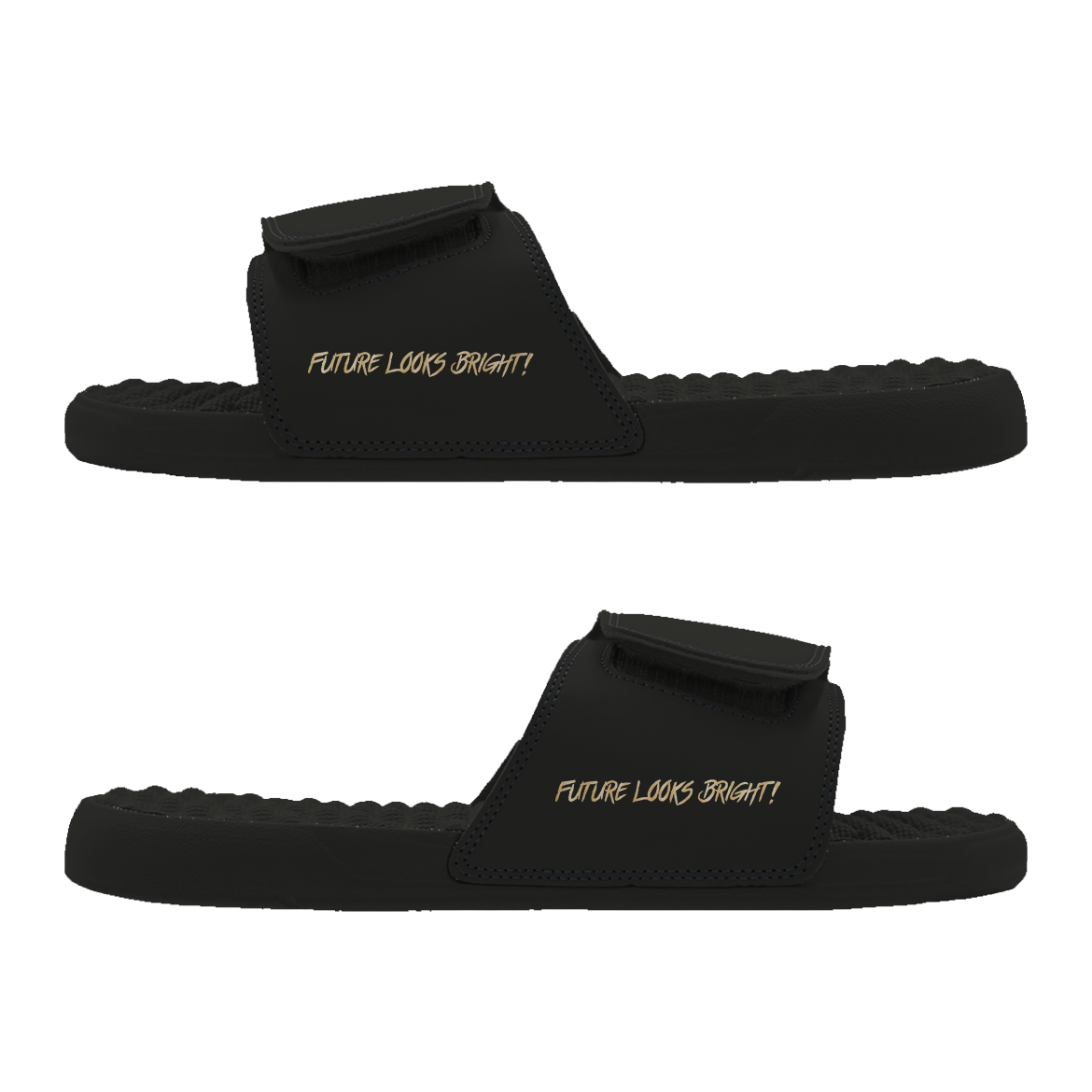 Future Looks Bright Charcoal Grey Pattern Print Comfort Slides