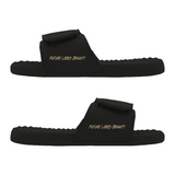 Future Looks Bright Charcoal Grey Pattern Print Comfort Slides