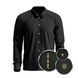 Valuetainment Men's Black Tencel Long Sleeve Button Down Shirt (Classic Fit)