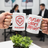Future Looks Bright Red Lion Shield Valuetainment mug