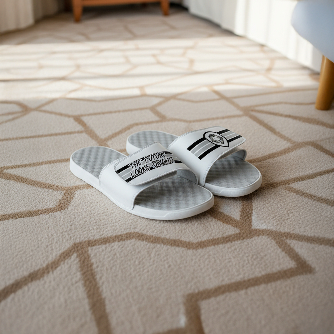 Future Looks Bright Tri Color Stripes Comfort Slides